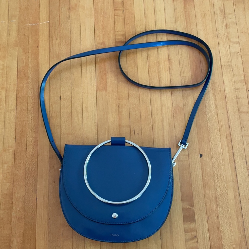 Theory blue crossbody/ top handle leather bag